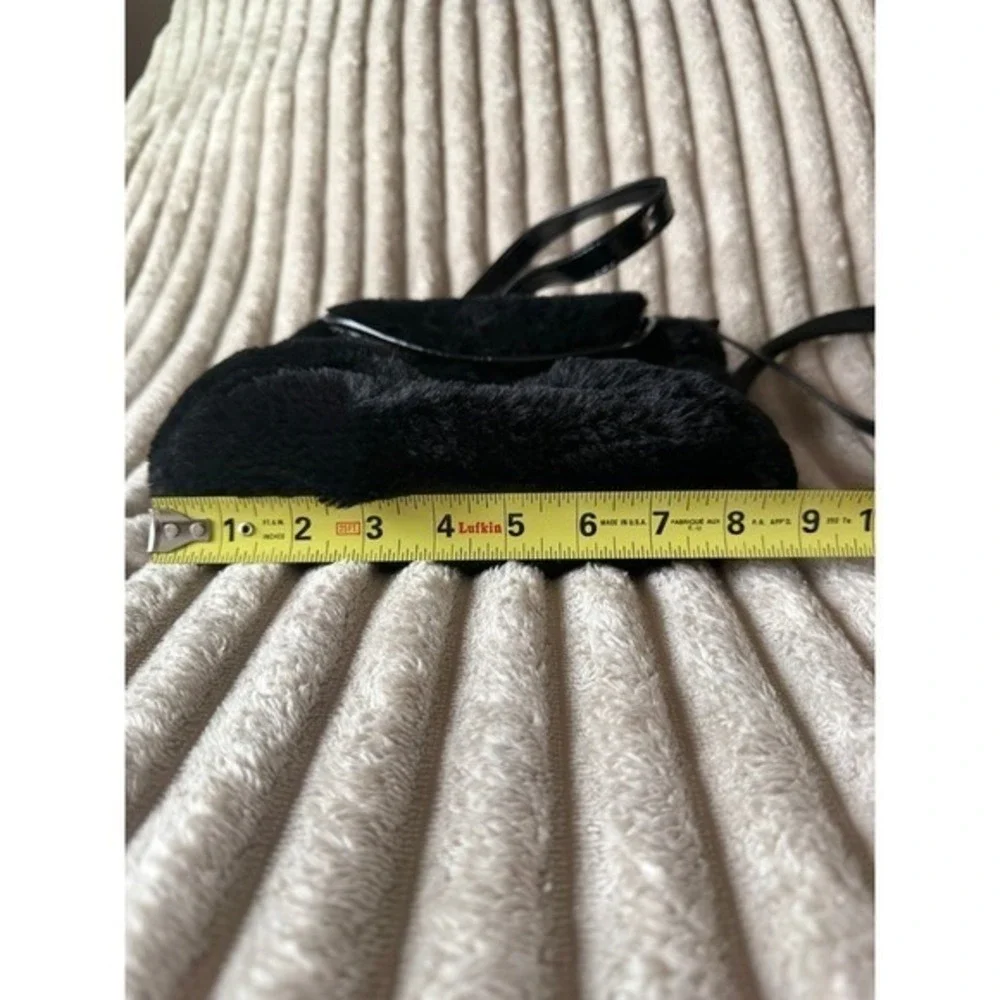 Steve‎ Madden Black Faux Fur Mini Backpack Patent Trim Fuzzy Bag Y2K Small
